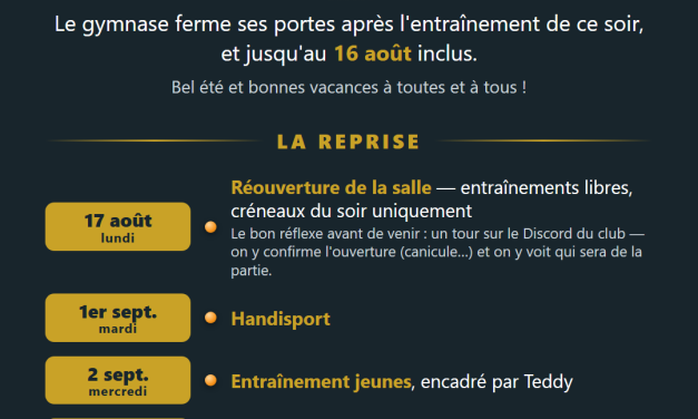 Fermeture estivale et reprise : le programme de la rentrée