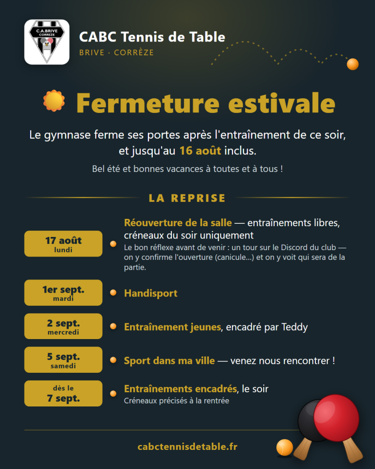 Fermeture estivale et reprise : le programme de la rentrée